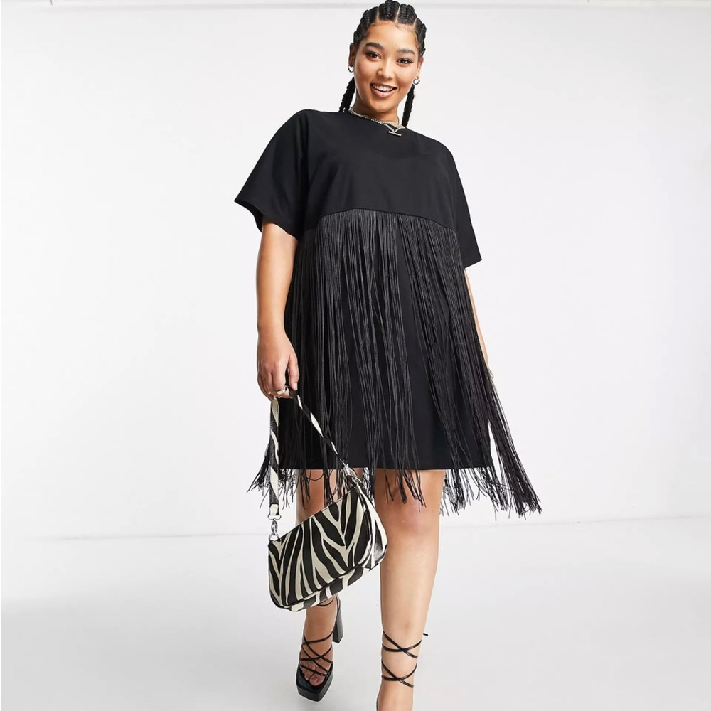 ASOS t-shirt dress with fringe